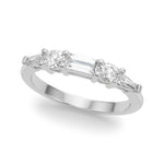 Exquisite 14k White Gold Baguette & Oval Diamond Wedding Band - 3/4 ct tw SI1-SI2, G-H