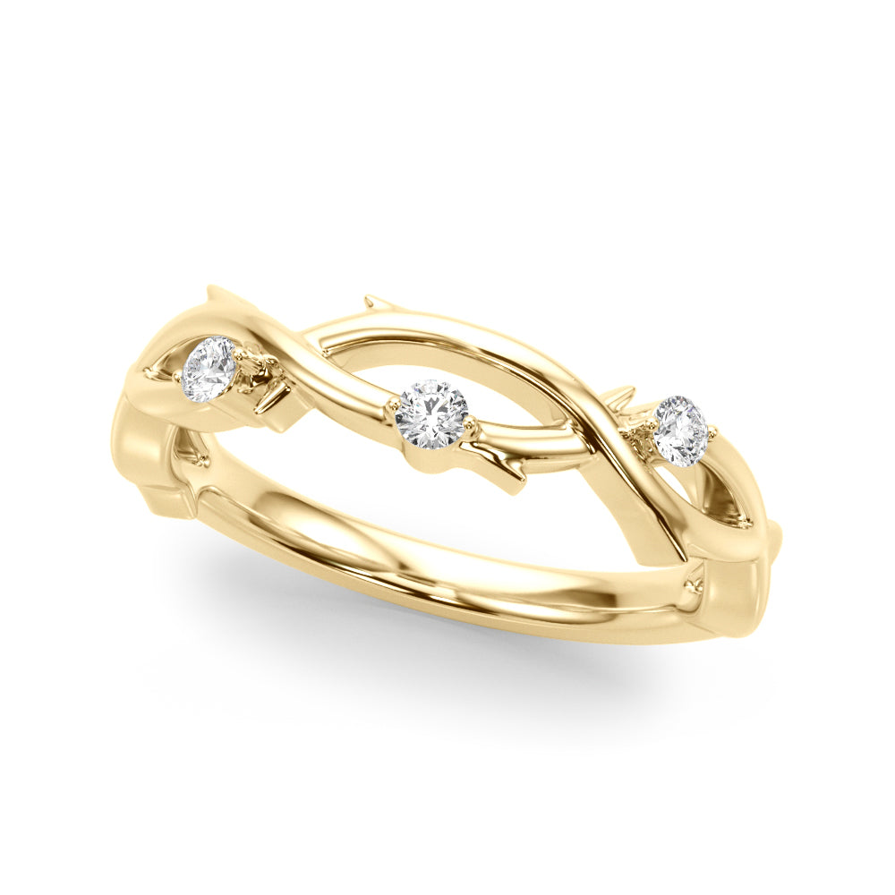Elegant 14kt Yellow Gold Twisted Shank Ring with 1/10 ct Diamond Accent