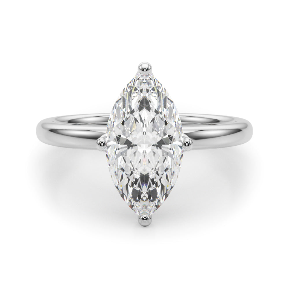 14kt White Gold Marquise Semi-Mount Engagement Ring - Style 