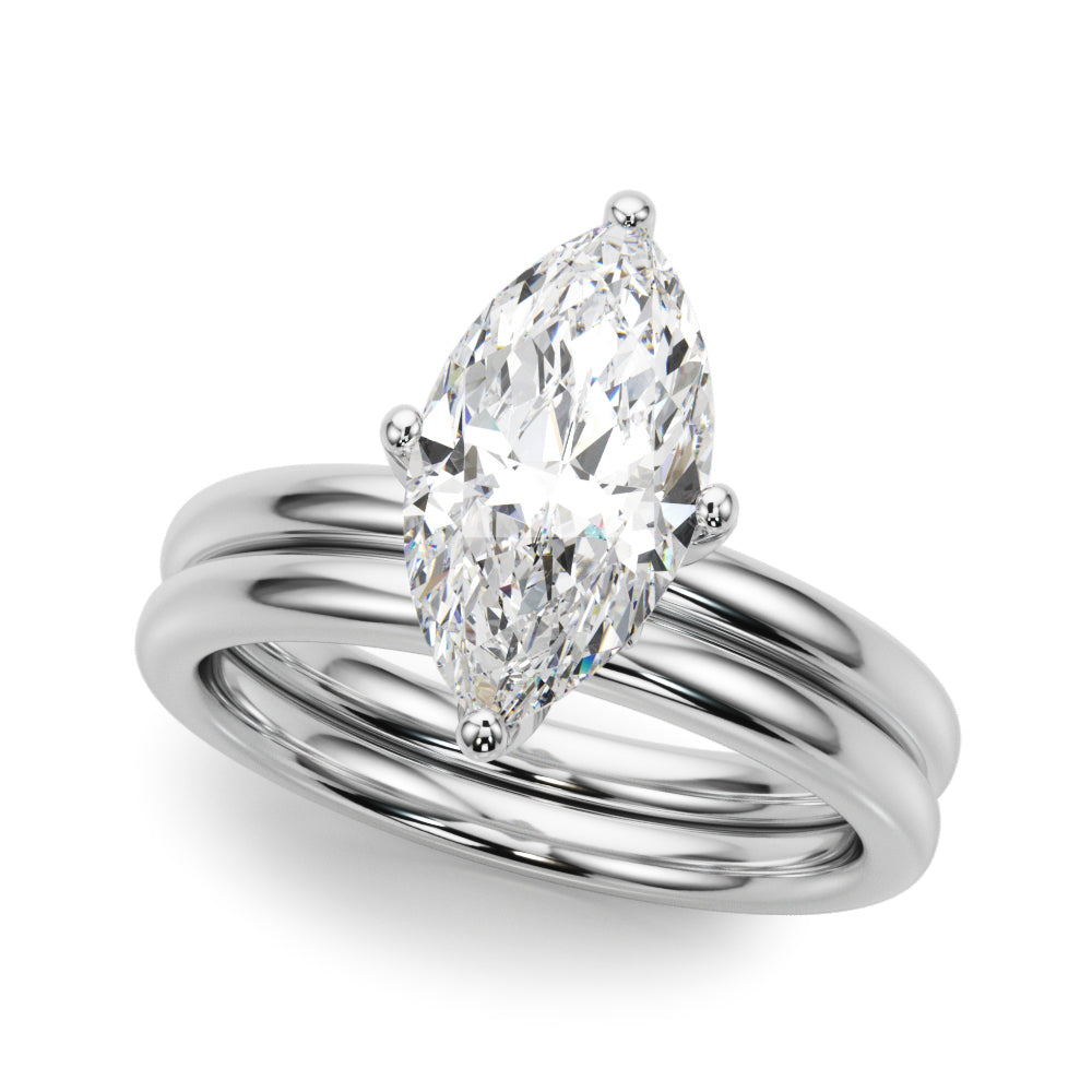 14kt White Gold Marquise Semi-Mount Engagement Ring - Style 