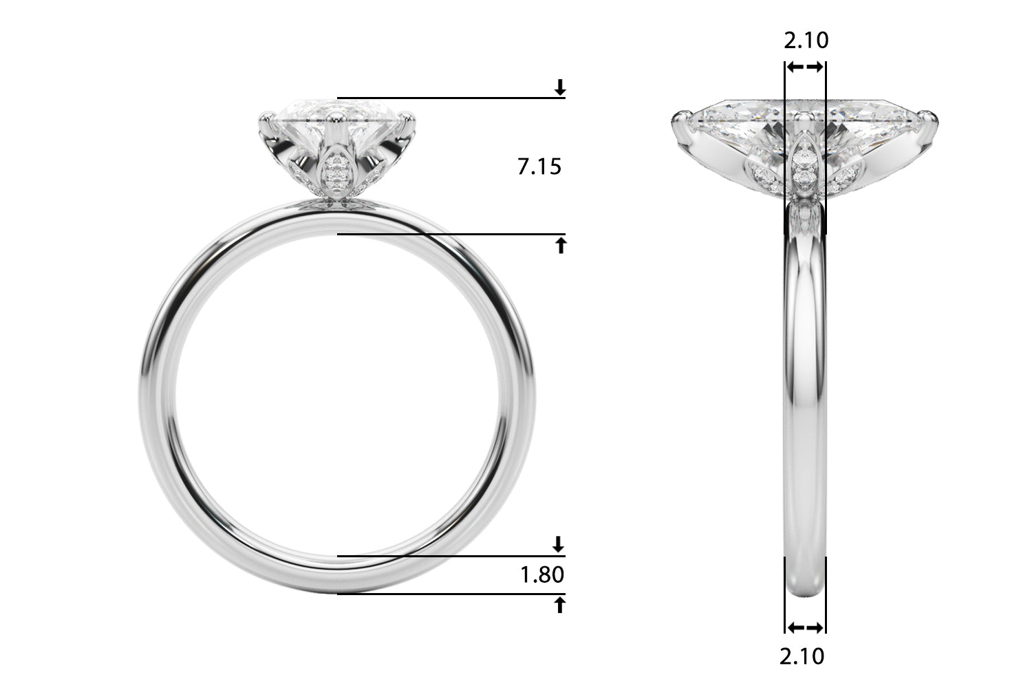 14kt White Gold Marquise Semi-Mount Engagement Ring - Style 