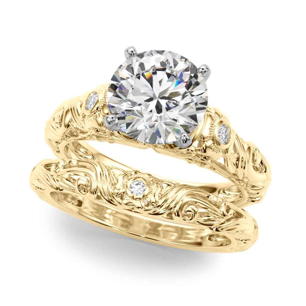 14kt Yellow Gold Semi-Mount Diamond Engagement Ring Setting - STYLE 