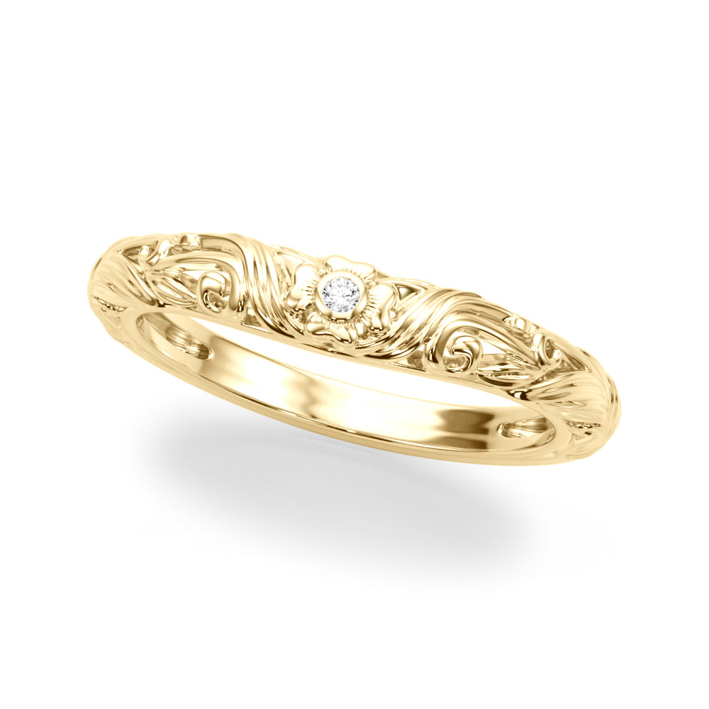 Elegant 14kt Yellow Gold Wedding Band with 1/20 ct tw SI1-SI2 G-H Diamonds