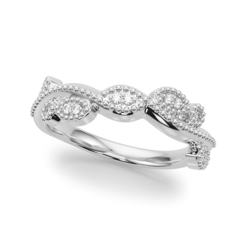 Elegant 14kt White Gold Wedding Band with 1/15 ct TW Diamond Accents