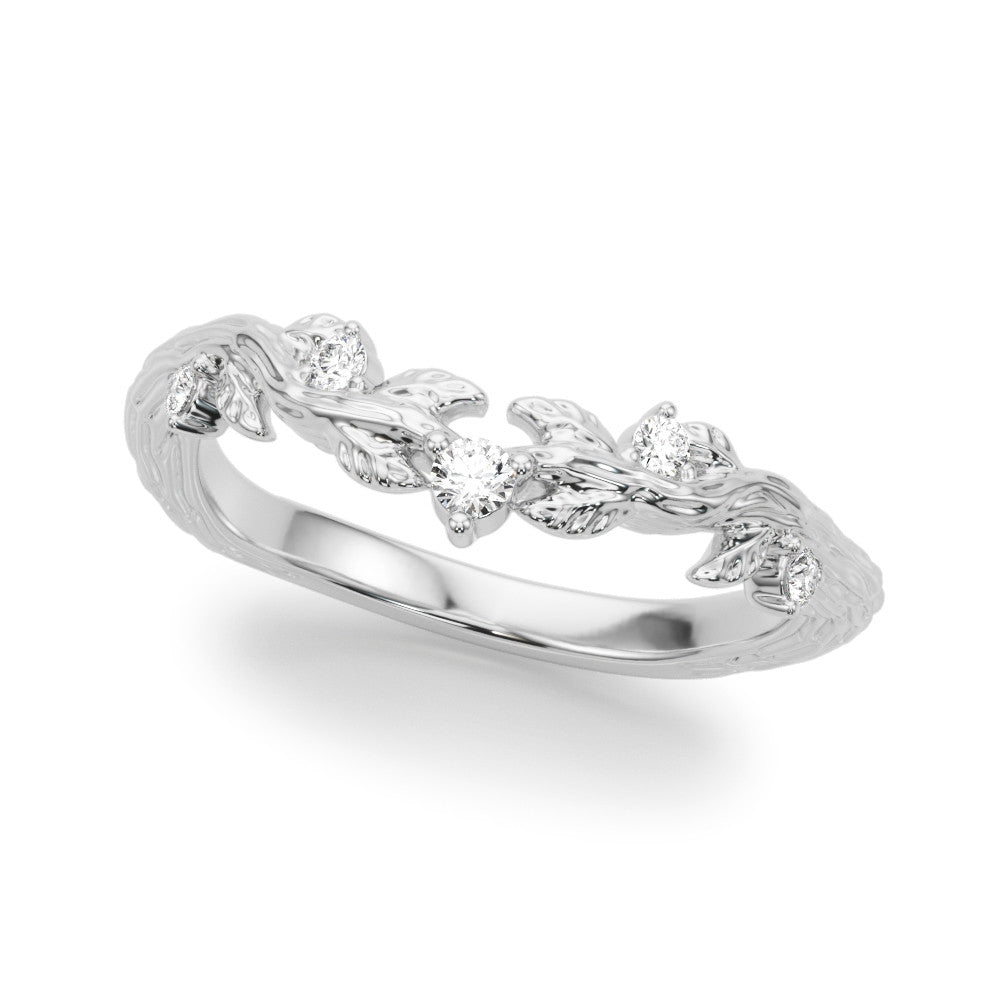 Elegant 14kt White Gold Wedding Band with 1/10 ct TW Diamond Accents - STYLE 