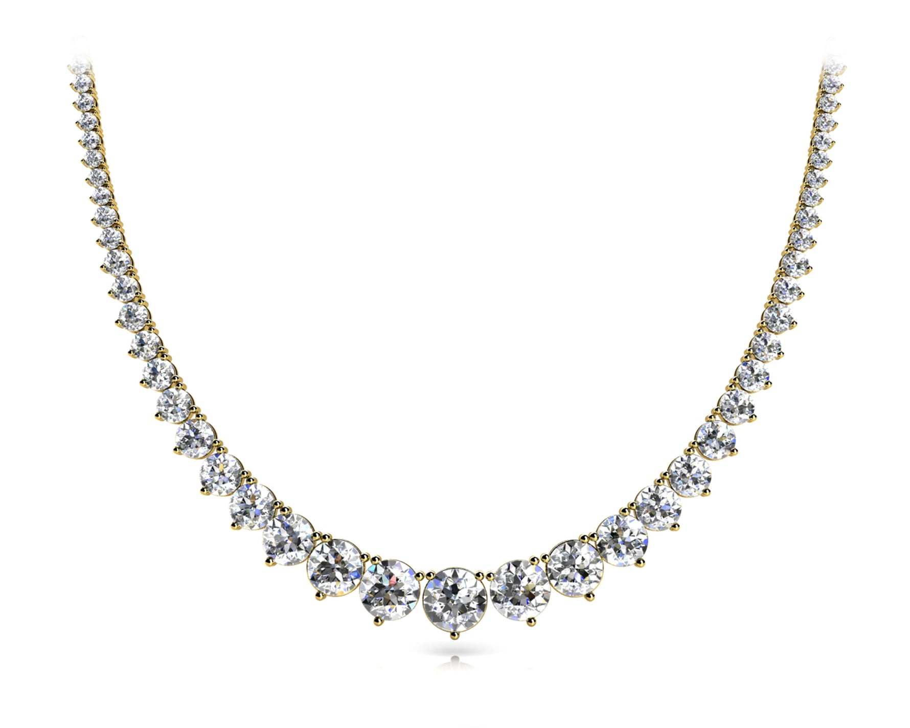 Elegant 3-Prong Graduated Diamond Solitaire Necklace