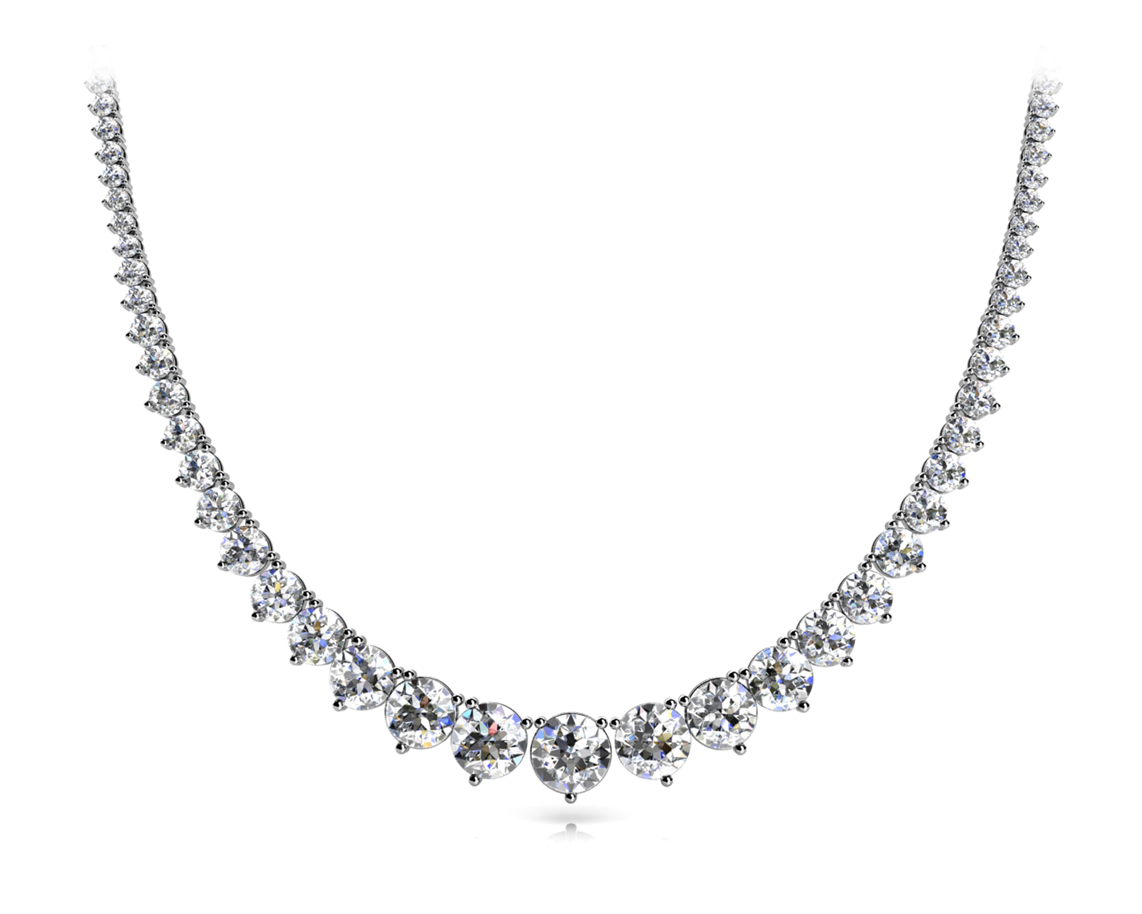 Elegant 3-Prong Graduated Diamond Solitaire Necklace