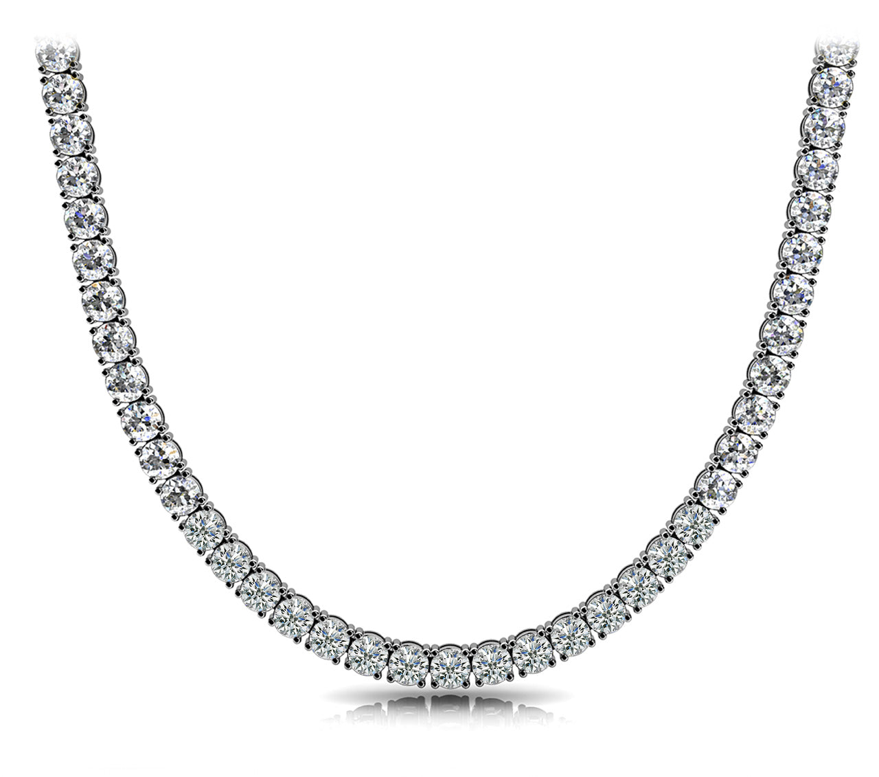 Exquisite 4-Prong Riviera Diamond Necklace in 14kt White Gold