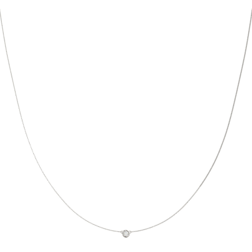 14kt White Gold 1/4 Carat TW Round Diamond Solitaire Necklace - STYLE 