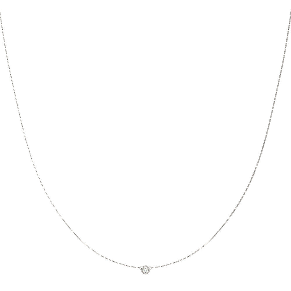 14kt White Gold 1/4 Carat TW Round Diamond Solitaire Necklace - STYLE # 60032-1/4