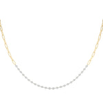 Elegant 17 Inch Diamond Paper Clip Necklace in 14k White or Yellow Gold