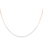 Elegant 17 Inch Diamond Paper Clip Necklace in 14k White or Yellow Gold