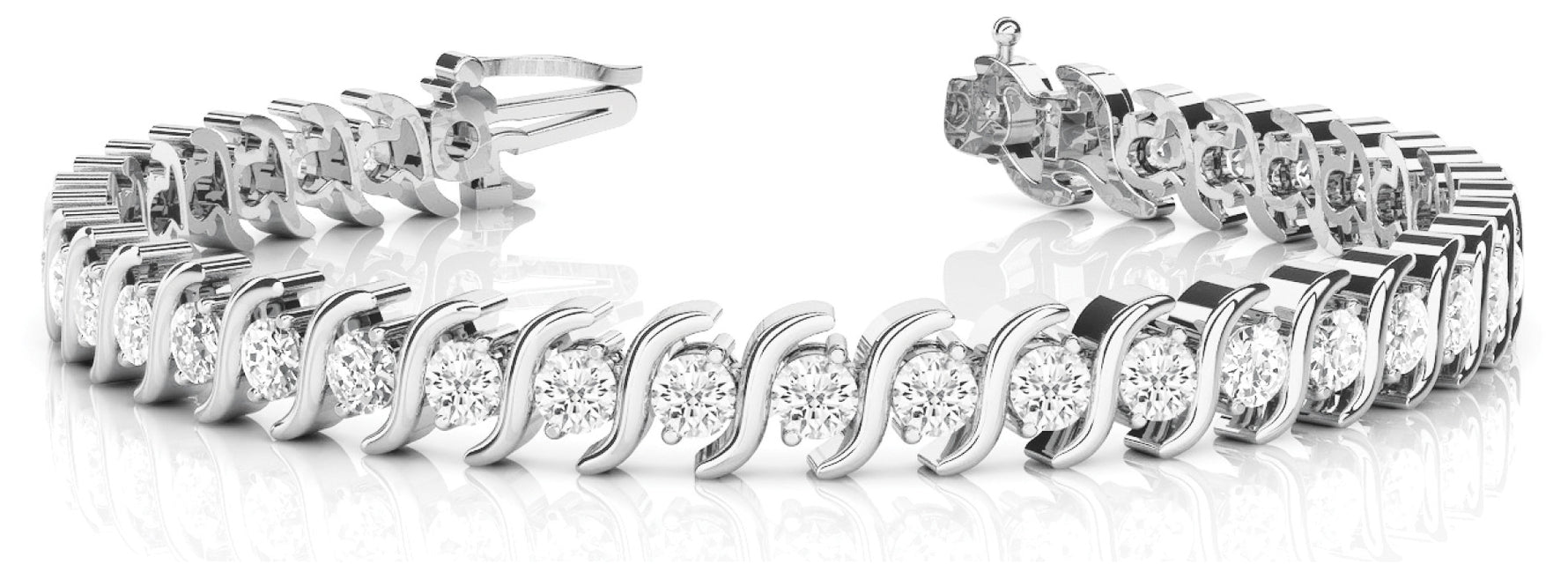14K White Gold Diamond Bracelet - 9 7/8 ct tw, 16.59 Dwt