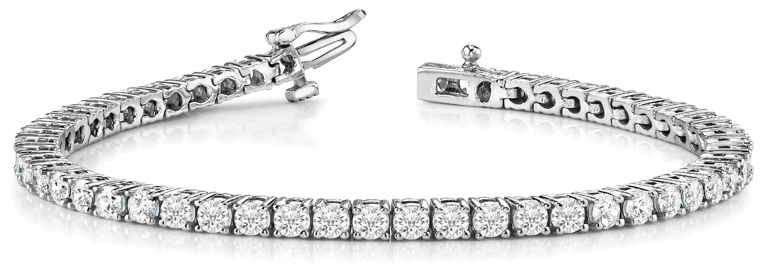 Elegant 3 Carat Diamond Line Bracelet in 14kt White Gold - Prong Set
