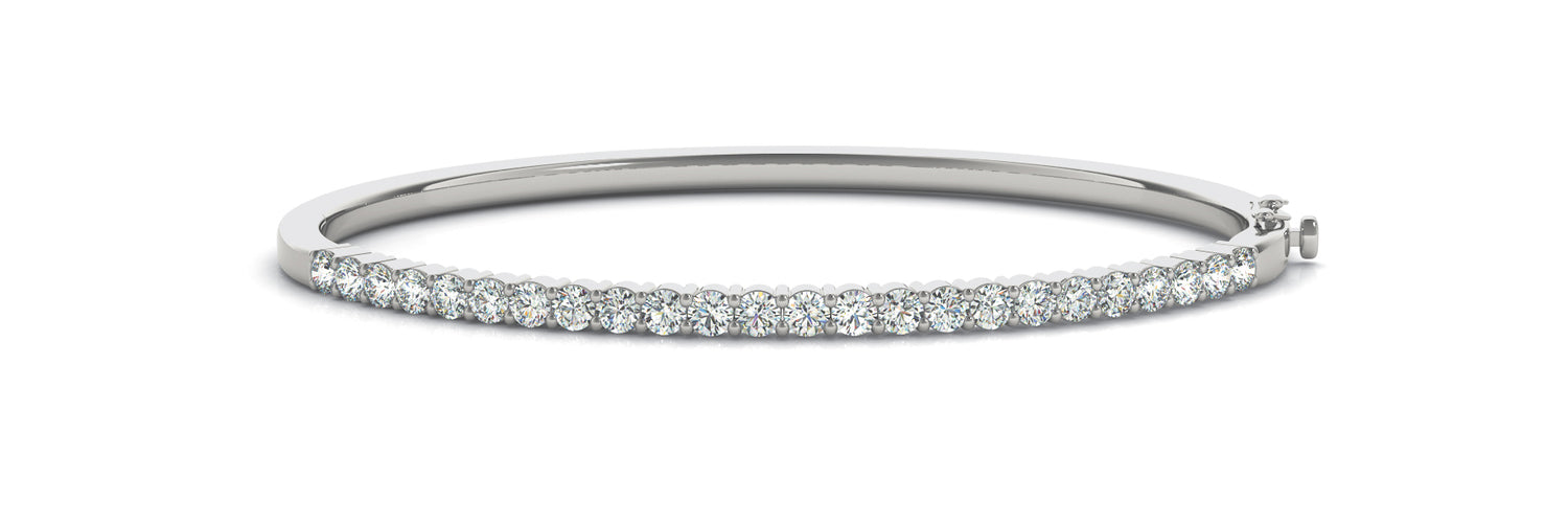 Exquisite 14kt White Gold Bangle with 2 Carat TW Diamond Accent - Traditional Design