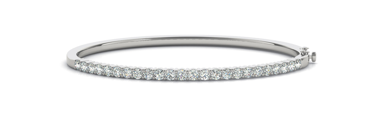 Exquisite 14kt White Gold Bangle Bracelet with 1 3/8 ct TW Diamond Accents - Traditional Design