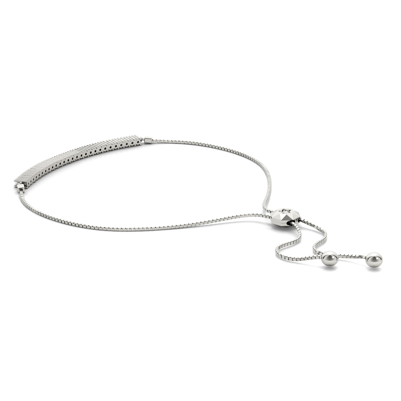 14K White Gold Diamond Adjustable Bracelet - 3/8 ct TW I1, H-I Quality