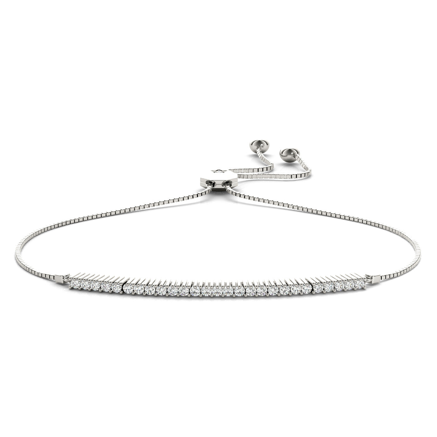 14K White Gold Diamond Adjustable Bracelet - 3/8 ct TW I1, H-I Quality