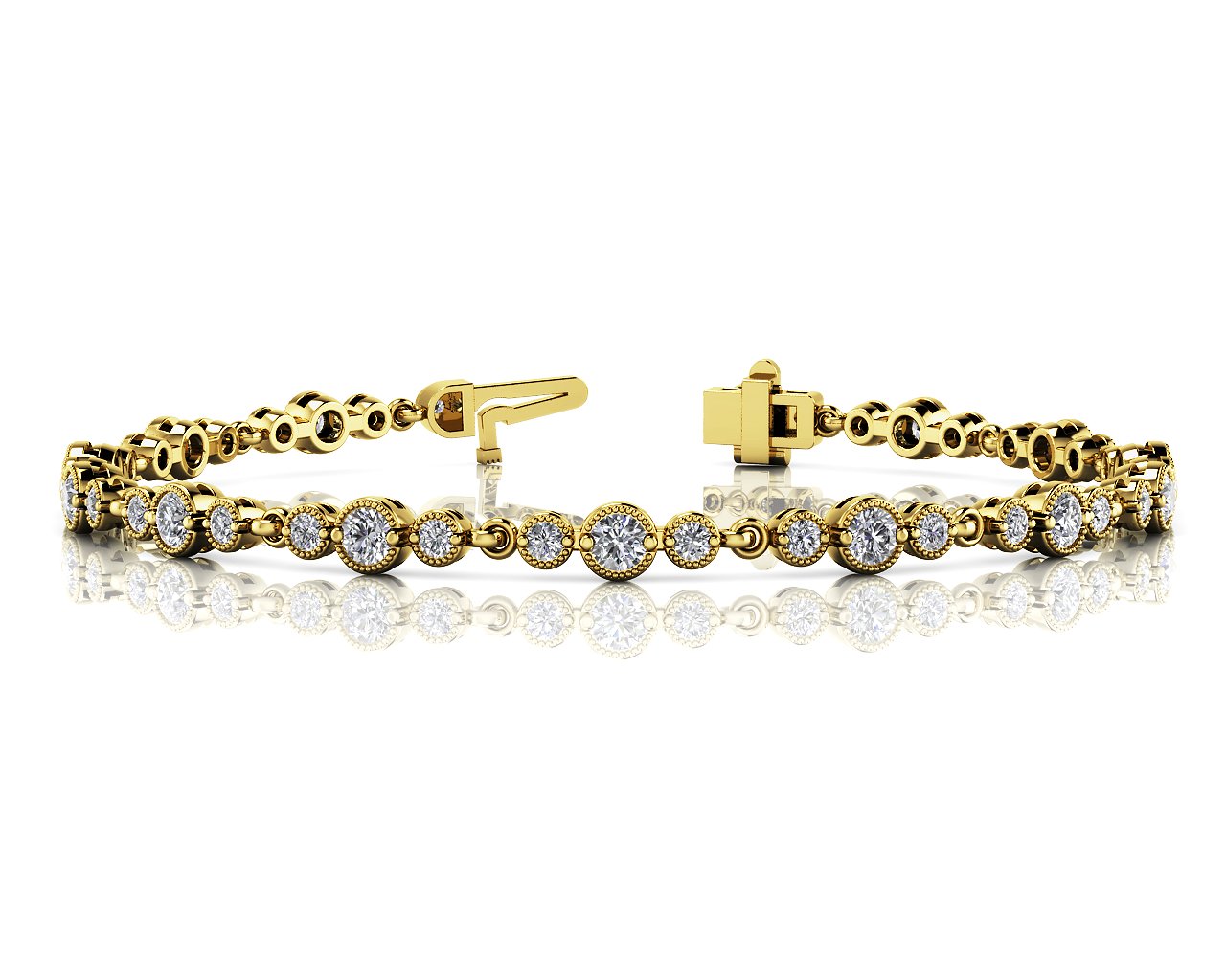 Exquisite 14kt White Gold Diamond Bracelet with Milgrain Detail - 2.5 Carat TW