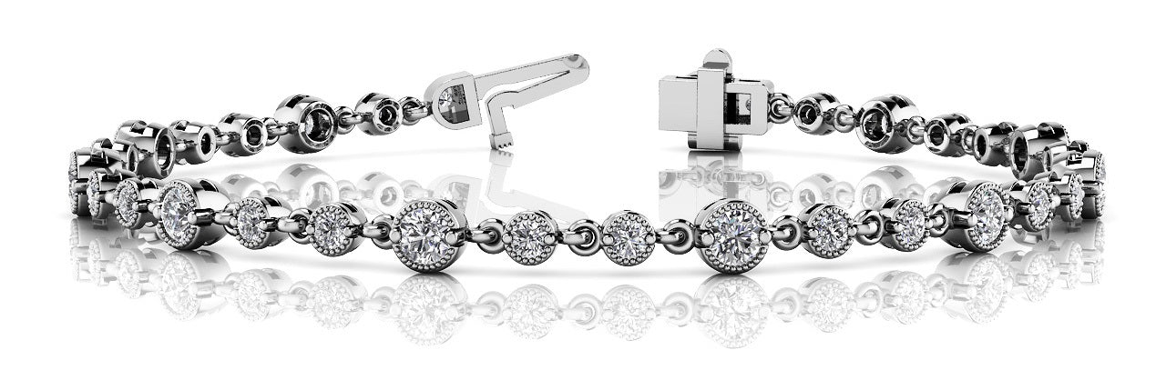 Exquisite 14kt White Gold Bracelet with 2 Carat TW Milgrain Detailing