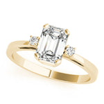 Elegant 14kt White Gold 6x4mm Emerald Cut Semi-Mount Ring Setting