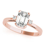 Elegant 14kt White Gold 6x4mm Emerald Cut Semi-Mount Ring Setting