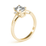 Elegant 14kt White Gold 6x4mm Emerald Cut Semi-Mount Ring Setting