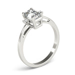 Elegant 14kt White Gold 6x4mm Emerald Cut Semi-Mount Ring Setting