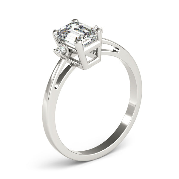 Elegant 14kt White Gold 6x4mm Emerald Cut Semi-Mount Ring Setting