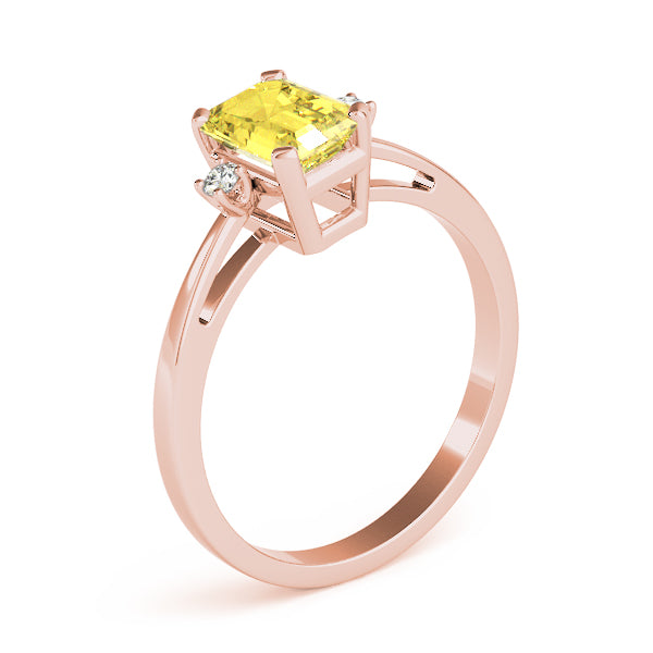 Elegant 14kt White Gold 6x4mm Emerald Cut Semi-Mount Ring Setting