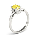 Elegant 14kt White Gold 6x4mm Emerald Cut Semi-Mount Ring Setting