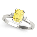 Elegant 14kt White Gold 6x4mm Emerald Cut Semi-Mount Ring Setting