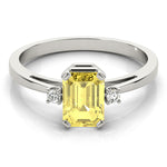 Elegant 14kt White Gold 6x4mm Emerald Cut Semi-Mount Ring Setting