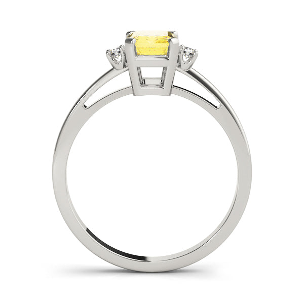 Elegant 14kt White Gold 6x4mm Emerald Cut Semi-Mount Ring Setting