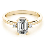 Elegant 14kt White Gold 6x4mm Emerald Cut Semi-Mount Ring Setting