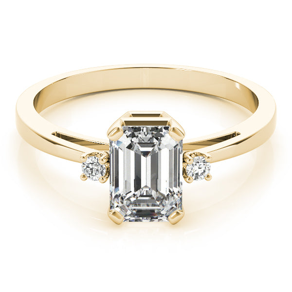 Elegant 14kt White Gold 6x4mm Emerald Cut Semi-Mount Ring Setting
