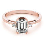Elegant 14kt White Gold 6x4mm Emerald Cut Semi-Mount Ring Setting