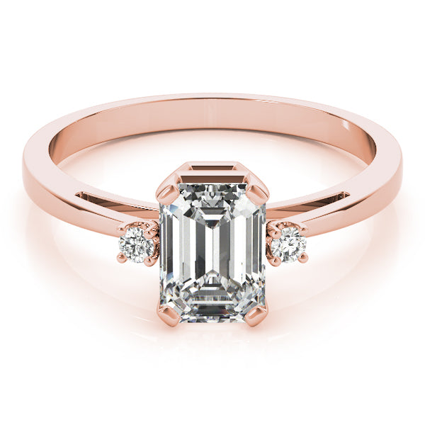 Elegant 14kt White Gold 6x4mm Emerald Cut Semi-Mount Ring Setting