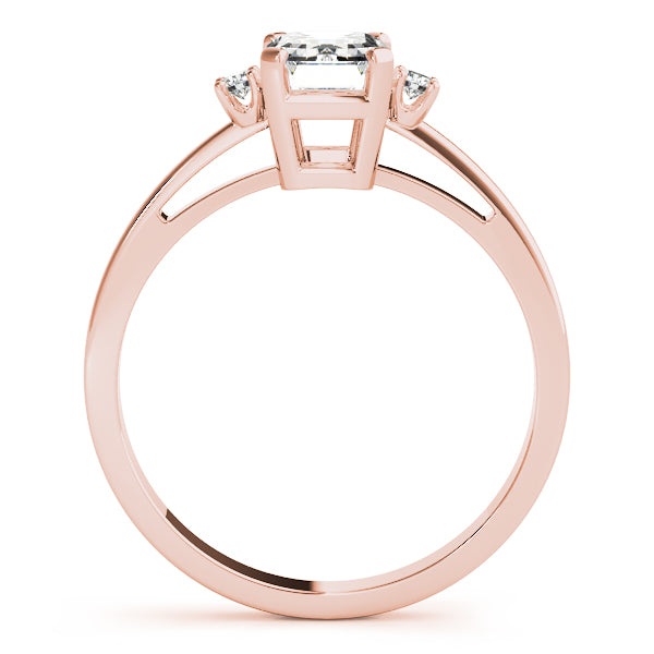 Elegant 14kt White Gold 6x4mm Emerald Cut Semi-Mount Ring Setting