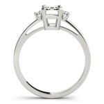 Elegant 14kt White Gold 6x4mm Emerald Cut Semi-Mount Ring Setting