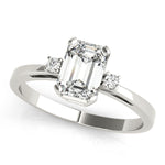 Elegant 14kt White Gold 6x4mm Emerald Cut Semi-Mount Ring Setting