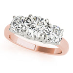 Exquisite 14kt White Gold 3-Stone Round Semi-Mount Engagement Ring Setting (STYLE 