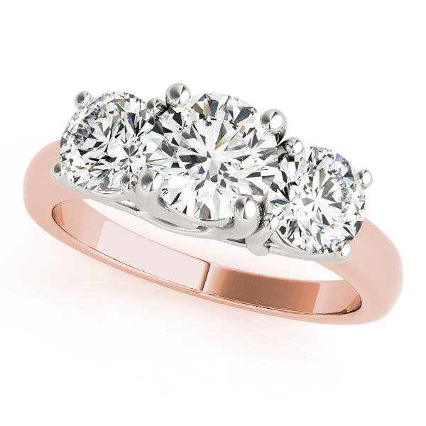 Exquisite 14kt White Gold 3-Stone Round Semi-Mount Engagement Ring Setting (STYLE 