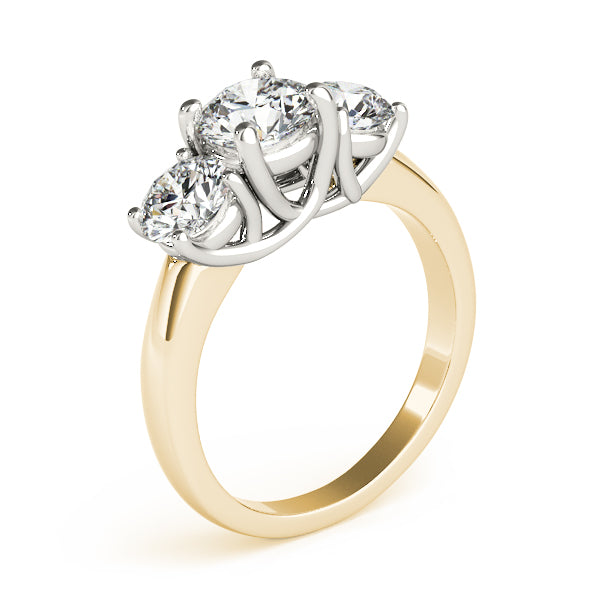 Exquisite 14kt White Gold 3-Stone Round Semi-Mount Engagement Ring Setting (STYLE 