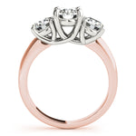 Exquisite 14kt White Gold 3-Stone Round Semi-Mount Engagement Ring Setting (STYLE 