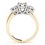 Exquisite 14kt White Gold 3-Stone Round Semi-Mount Engagement Ring Setting (STYLE 