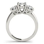 Exquisite 14kt White Gold 3-Stone Round Semi-Mount Engagement Ring Setting (STYLE 