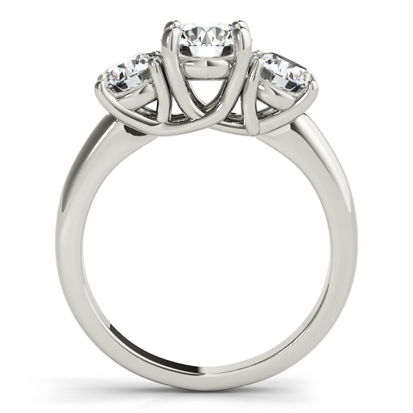 Exquisite 14kt White Gold 3-Stone Round Semi-Mount Engagement Ring Setting (STYLE 