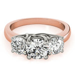 Exquisite 14kt White Gold 3-Stone Round Semi-Mount Engagement Ring Setting (STYLE 
