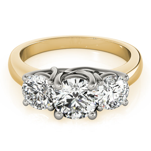 Exquisite 14kt White Gold 3-Stone Round Semi-Mount Engagement Ring Setting (STYLE 